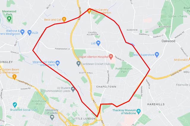 A map issued by West Yorkshire Police shows the area covered by the order