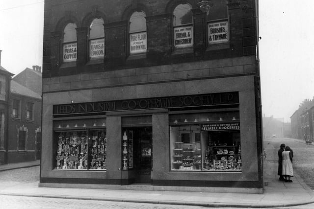 Leeds Industrial Co-operative store on Hunslet Road, junction with Endon Street and Bagnall Street. Pictured in September 1938.