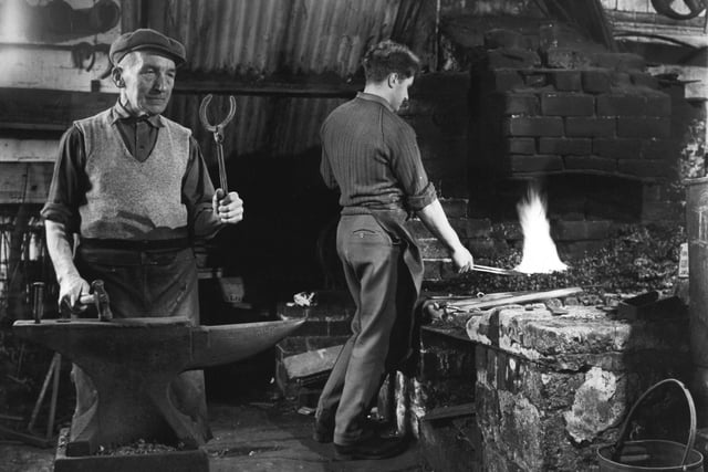 Blacksmiths were having great difficulty in finding young men to carry on the traditions of their craft. But Stanley Thompson, 20, seen here working at a forge in February 1962, had completed a six year apprenticeship under Fred Garten, 68, at York Road Forge in the town and was primed to carry on as a farrier for many years.