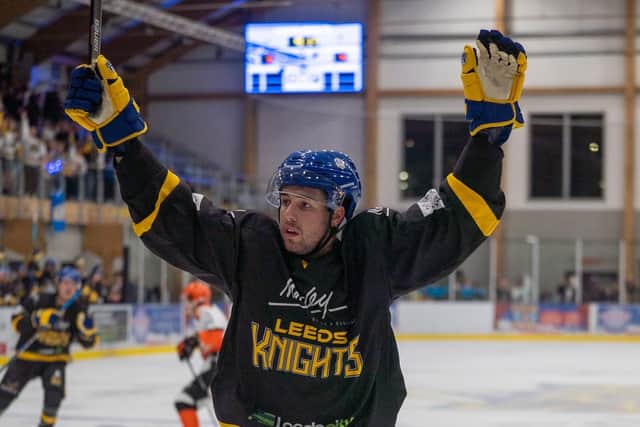 HIGH POINT: Import forward Zach Brooks became the fifth Leeds Knights player to break through the 50-point mark this season, registering three assists in Sunday night's 7-2 win over Hull Seahawks at Elland Road Ice Arena. Picture courtesy of Oliver Portamento.