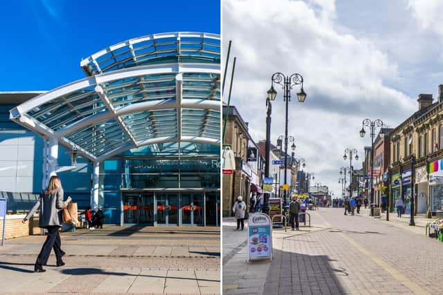 White Rose Shopping Centre, left, and Queen Street in Morley, right, which could form part of the proposed Beryl Burton Greenway route in south Leeds.