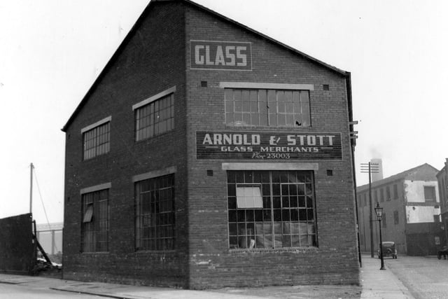 A view looking from Carlisle Road on to the works of Arnold + Stott Glass Merchants which is on Sayner Lane. Pictured in August 1937.