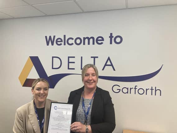 Lauren Llewelyn CEIAG Lead and Anna Young Principal of Garforth Academy celebrate being awarded for the school's careers work.