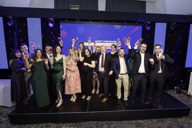 All the winners on stage at last year's West Yorkshire Apprenticeship Awards. Photo by Allan McKenzie/AMGP.co.uk