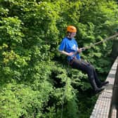 Taking the plunge during last year's Support Dogs' abseil
