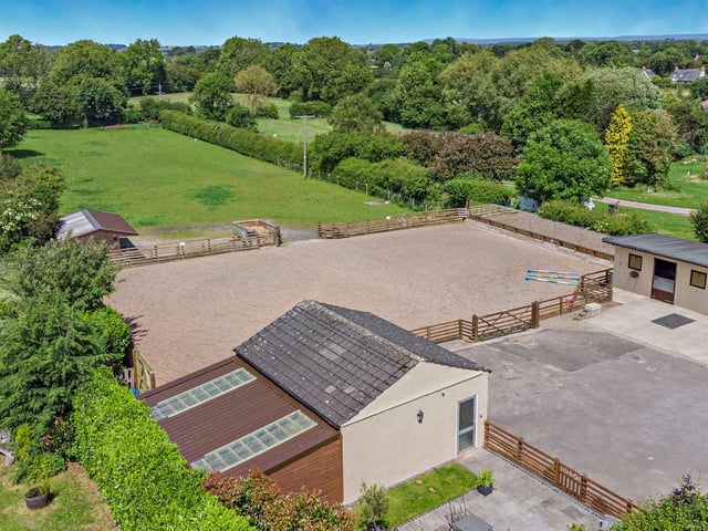 Overview of the menage, stables and paddocks