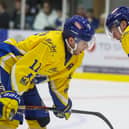 GOOD WEEKEND: Leeds Knights' Matt haywood and captain Kieran Brown (right) scored two goals apiece as Leeds Knights made hard work of beating bottom team Bristol Pitbulls Picture: Stephen Cunningham/Knights Media.