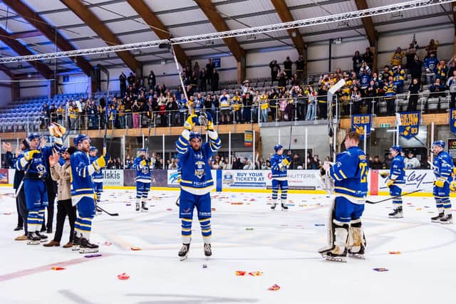TOGETHERNESS: Ryan Aldridge believes his Leeds Knights team are rejuvenated after a tough 2025-26 season and ready to make a strong bid in the NIHL National play-offs. Picture: Kev Bland/Knights Media.