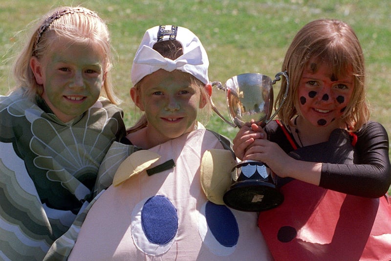 Millennium Bugs were crowned winners of the Rothwell Carnival floats in July 1999. Pictured are Jenna Whittle, Leah Oldroyd and Claire Marshall.