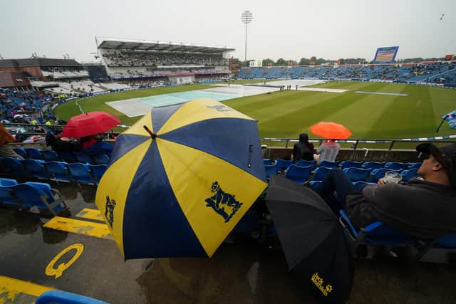 Fans who attended the third day of The Ashes at Headingley Stadium were promised a refund after rain caused delays throughout the day. Photo: Mike Egerton/PA Wire