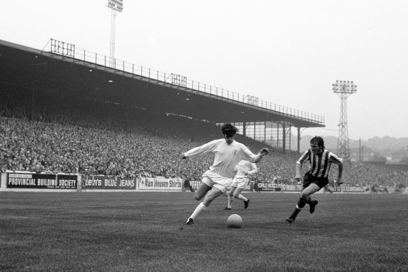 Leeds United's Peter Lorimer in action against Newcastle United in 1970.
