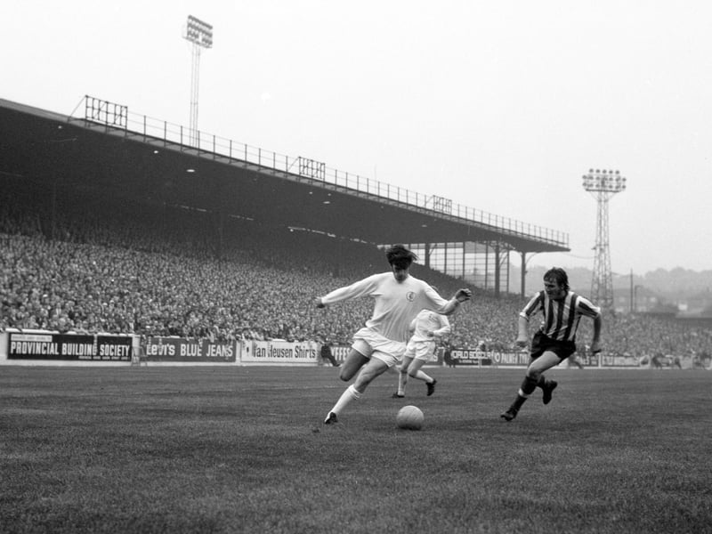 Leeds United's Peter Lorimer in action against Newcastle United in 1970.