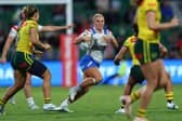 Leeds Rhinos' Lucy Murray on the attack for England against Australia. Picture by Peter Keleman/SWpix.com.