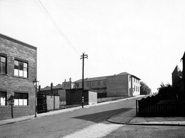 View looking south up Hall Road in September 1945 towards the Air Raid Warden's post.