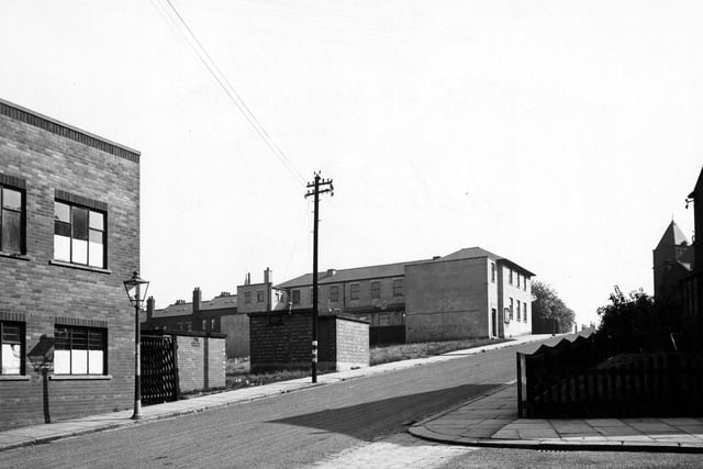 View looking south up Hall Road in September 1945 towards the Air Raid Warden's post.