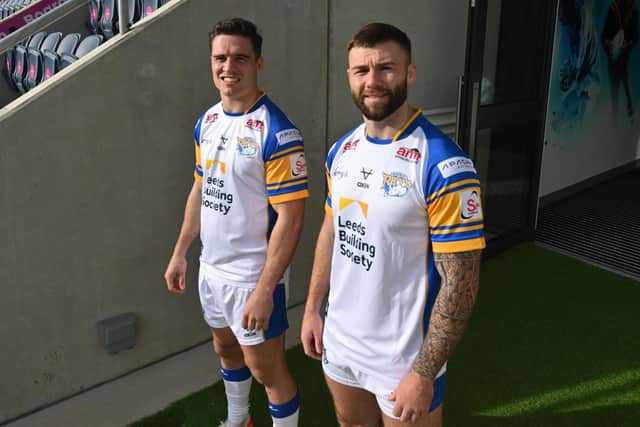 Rhinos signings Brodie Croft, left and Andy Ackers will face their former club in Super League round one. Picture by Matthew Merrick/Leeds Rhinos.