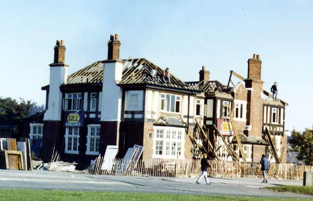 The Melbourne Hotel public house in the process of demolition during the 1980s. This watering hole was at the junction of York Road and Foundry Lane.