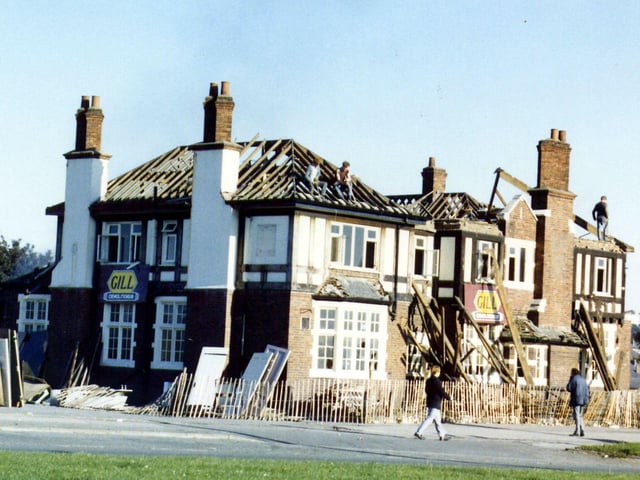 The Melbourne Hotel public house in the process of demolition during the 1980s. This watering hole was at the junction of York Road and Foundry Lane.