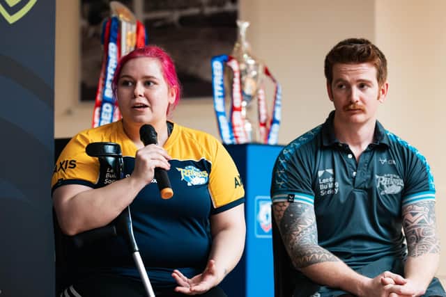 Leeds Rhinos wheelchair captain Jodie Boyd-Ward, with coach James Simpson. Picture by Alex Whitehead/SWpix.com.