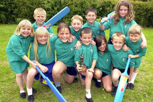 Winning cricketers at Austhorpe Primary School in July 2002. Pictured, kneeling from left, are Jazzmin Abraham, Morgan Mason, Andrew Isotta, Christie Swainston, Ollie Roberts. Standing, from left, are Mary Powell, Stephen Howe, Harry Wollaston, Andrew Griot Kathryn Pound and Samantha Stones.