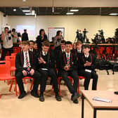 The Three Lions boss visited Lawnswood School for a mock press conference. Image: Roger V Moody