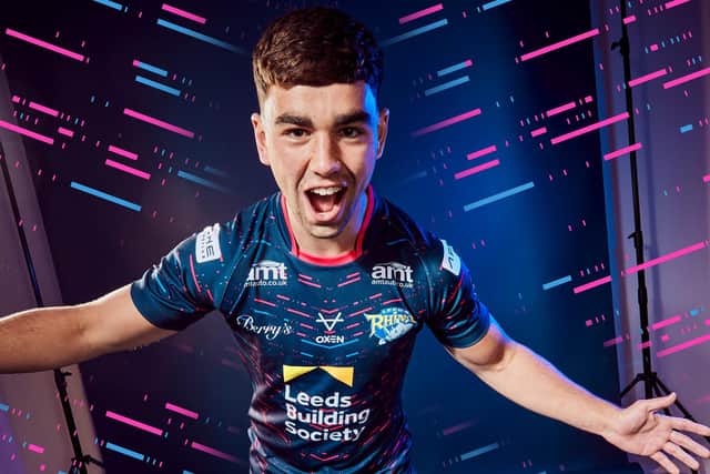 Jack Sinfield in a promotional picture for Rhinos' new alternative kit. Picture by Leeds Rhinos.