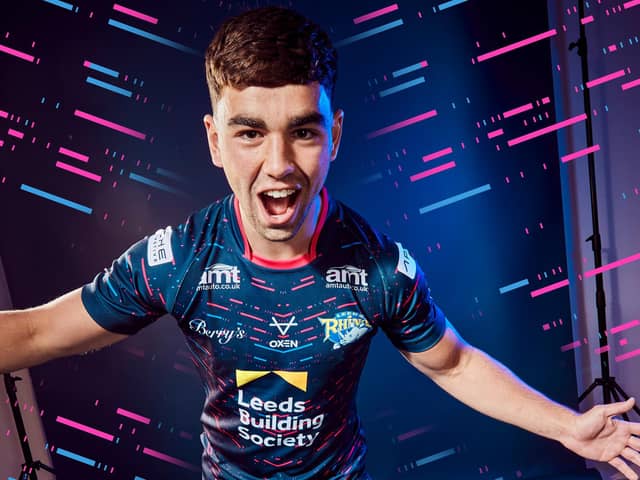 Jack Sinfield in a promotional picture for Rhinos' new alternative kit. Picture by Leeds Rhinos.