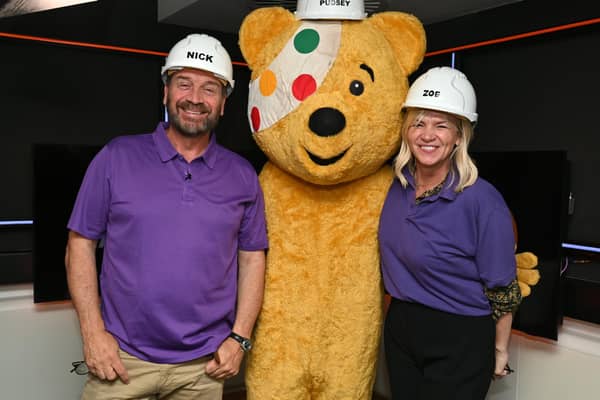 DIY SOS host Nick Knowles appears as a guest on Radio 2's Zoe Ball Breakfast Show to announce plans for a very special build in Leeds this September. Picture: Mark Allan/BBC
