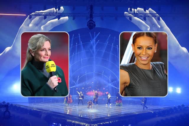 Gabby Logan, left, and Spice Girl Mel B, right, are among those from Leeds who have reacted to the Eurovision 2023 shortlist announcement.