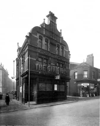 The City public house and restaurant, located on Woodhouse Lane between Wormald Row, left and De Grey Street. Maria H. Deacon was the licensee at the time. Pictured in March 1933.