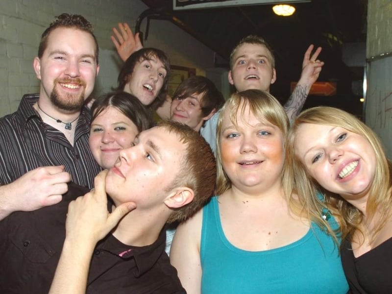 Leanne, Danni, Shell, Kris, Chris, Chris, Wally and Paddy outside Quest.