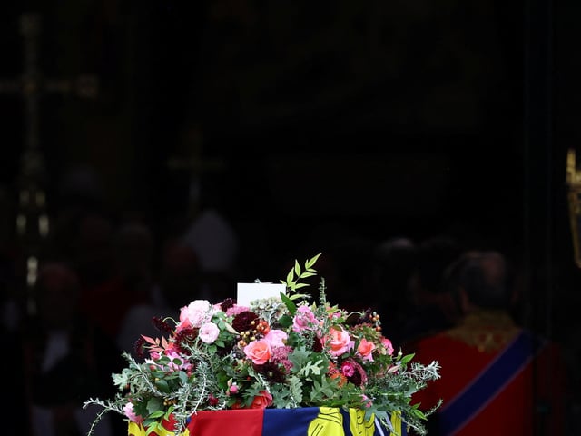 The coffin arrives at the State Funeral