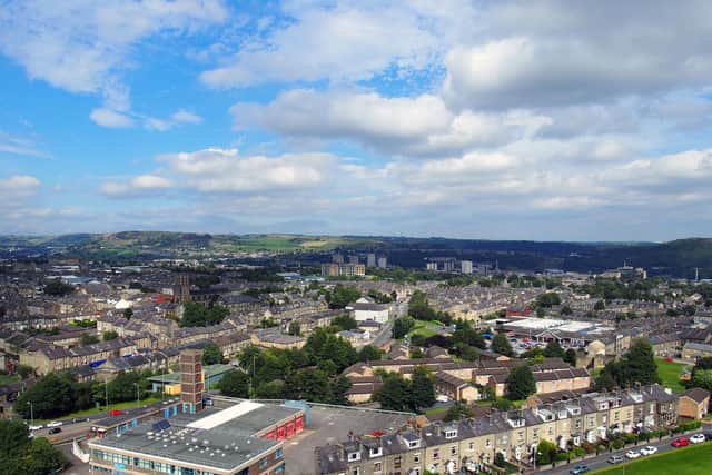 Overhead view of Halifax and surrounding moors
