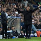 Daniel Farke appeals for a decision in Leeds United's game against West Bomwich Albion at Elland Road. Picture: Bruce Rollinson
