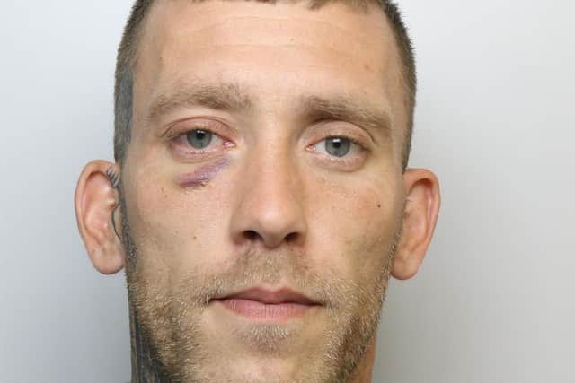 Benjamin Ayres, 29, of St Hildas Road in Cross Green, appeared at Leeds Crown Court on November 3 when he was sentenced to 38 months' imprisonment after pleading guilty to a lengthy indictment, including one count of harassment. Photo: West Yorkshire Police.