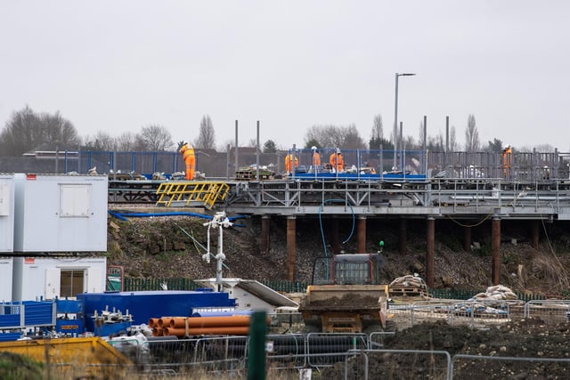 Both link bridges to platforms have also been lifted into position, while works on the access road and finalisation of the station's footpath designs are underway.