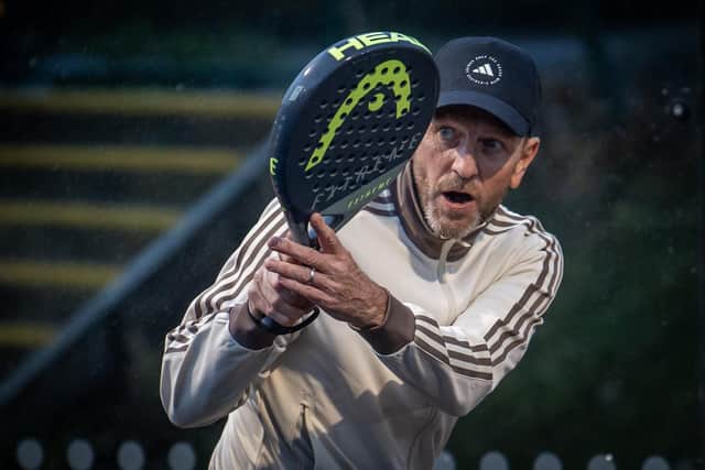 Former Leeds United footballer Lee Sharpe playing padel at the opening of the new padel courts at David Lloyd Leeds. (Picture: Tony Johnson)