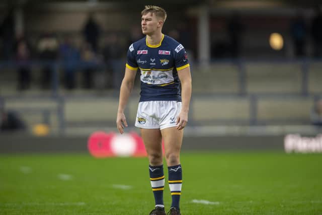 Oli Field, pictured in a pre-season game against Bradford, is the son of Jamie Field who played for Leeds in 1996-97. Picture by Tony Johnson, 29 January 2023