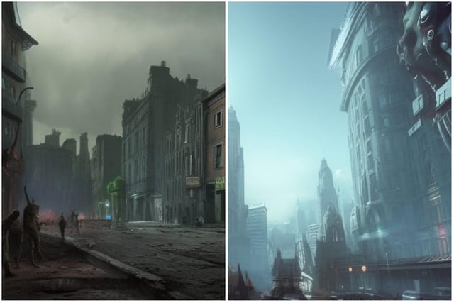 The apocalypse has destroyed the city centre, with streets deserted and buildings neglected.