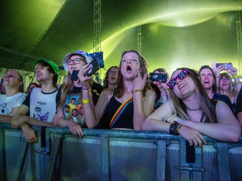 Live at Leeds in the Park, Temple Newsam, Leeds. Crowds cheer on the acts.