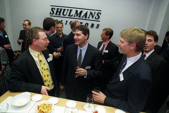 An 'inter-legal get together' at Shulmans Solicitors, in Leeds city centre. Foreground left to right, Jeremy Shulman, chairman of Shulmans, Daniel Antoniou, from Brussels, president of Interlegal, and commitee member, Ruud Wessel, from The Hague.