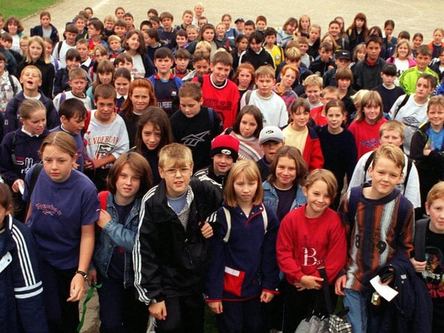 Some of the pupils at Brigshaw High who took part in the school's annual sponsored walk in September 1997.