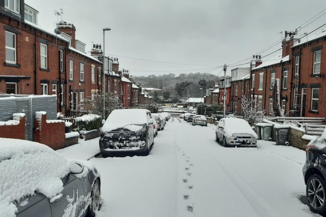 A street in Burley, pictured in the snow in Leeds.