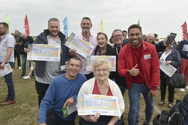 Some of the Postcode Lottery winners at Soldiers Field on Saturday.