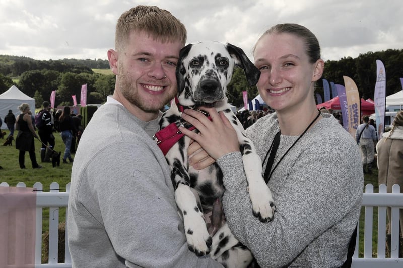 There were plenty of prizes up for grabs at this year's festival, including the award for best puppy which went to adorable Trigger, posing here with Sam Spratt and Ellie Binns.