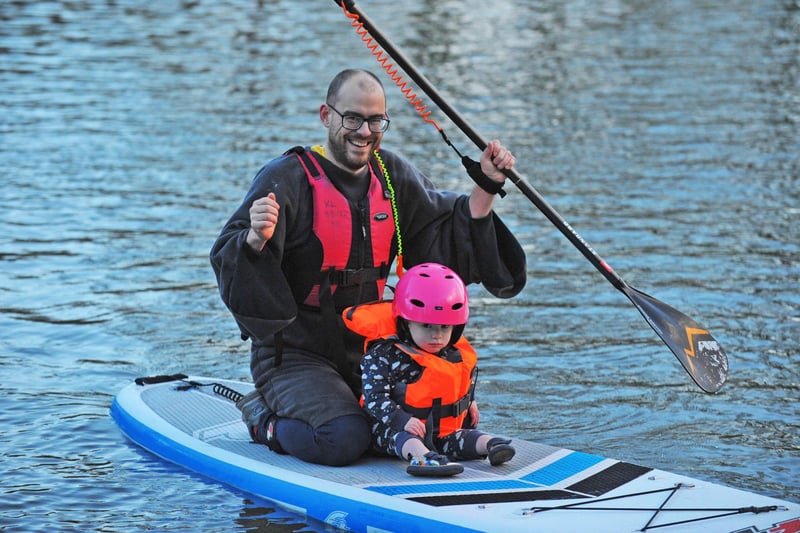 Ian Thursfield and one-year-old daughter Orwn, from Wortley, won over crowds with their paddling prowess.