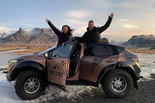 Chris Ramsey, originally from Yorkshire, and his wife Julie are planning a 17,000-mile trek from the North Pole to the South Pole in an electric vehicle.