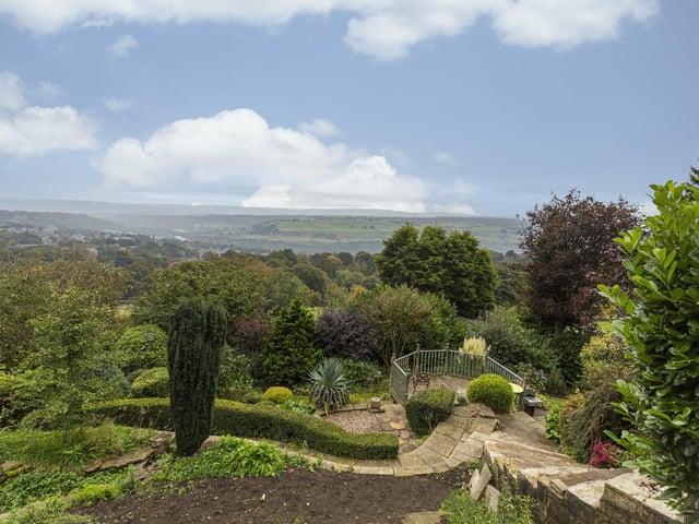 Looking out over the valley from the tiered gardens of Warley Lodge.