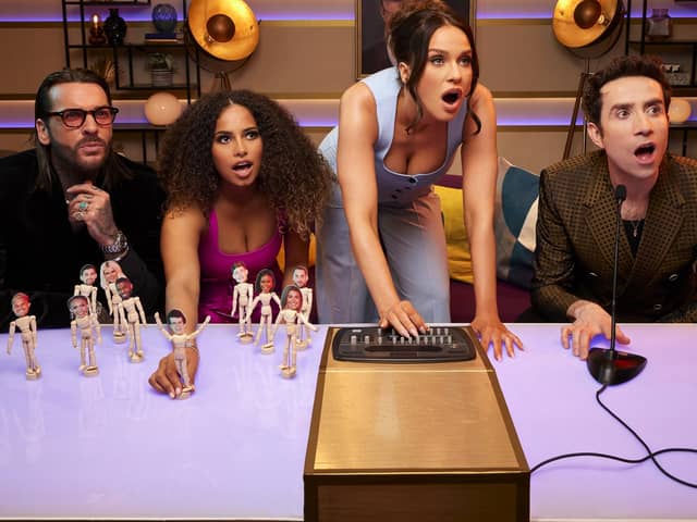 From left, Pete Wicks, Amber Rose Gill, Vicky Pattison and Nick Grimshaw are the reality TV show experts manipulating proceedings in The Underdog: Josh Must Win (Picture: Matt Monfredi/Channel 4)