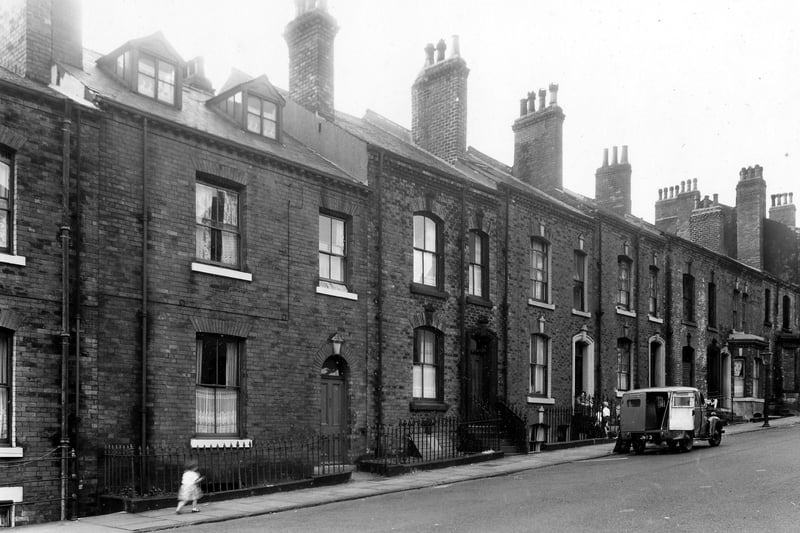 Hanover Street is the first house in full view from the left. Next right, 15 then 17 where a van is parked outside. Pictured in August 1959.